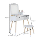 Wooden Kids Vanity Set with Mirror and Chair – Pink & White Dimensions