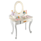 Wooden Kids Vanity Set with Mirror, Drawers & Chair in Pink, White or Yellow