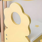 Wooden Kids Vanity Set with Mirror, Drawers & Chair in Pink, White or Yellow