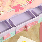 Wooden Kids Vanity Set with Mirror, Drawers & Chair – Pink & White