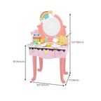 Wooden Kids Vanity Set with Mirror, Drawers & Chair – Pink & White Dimensions