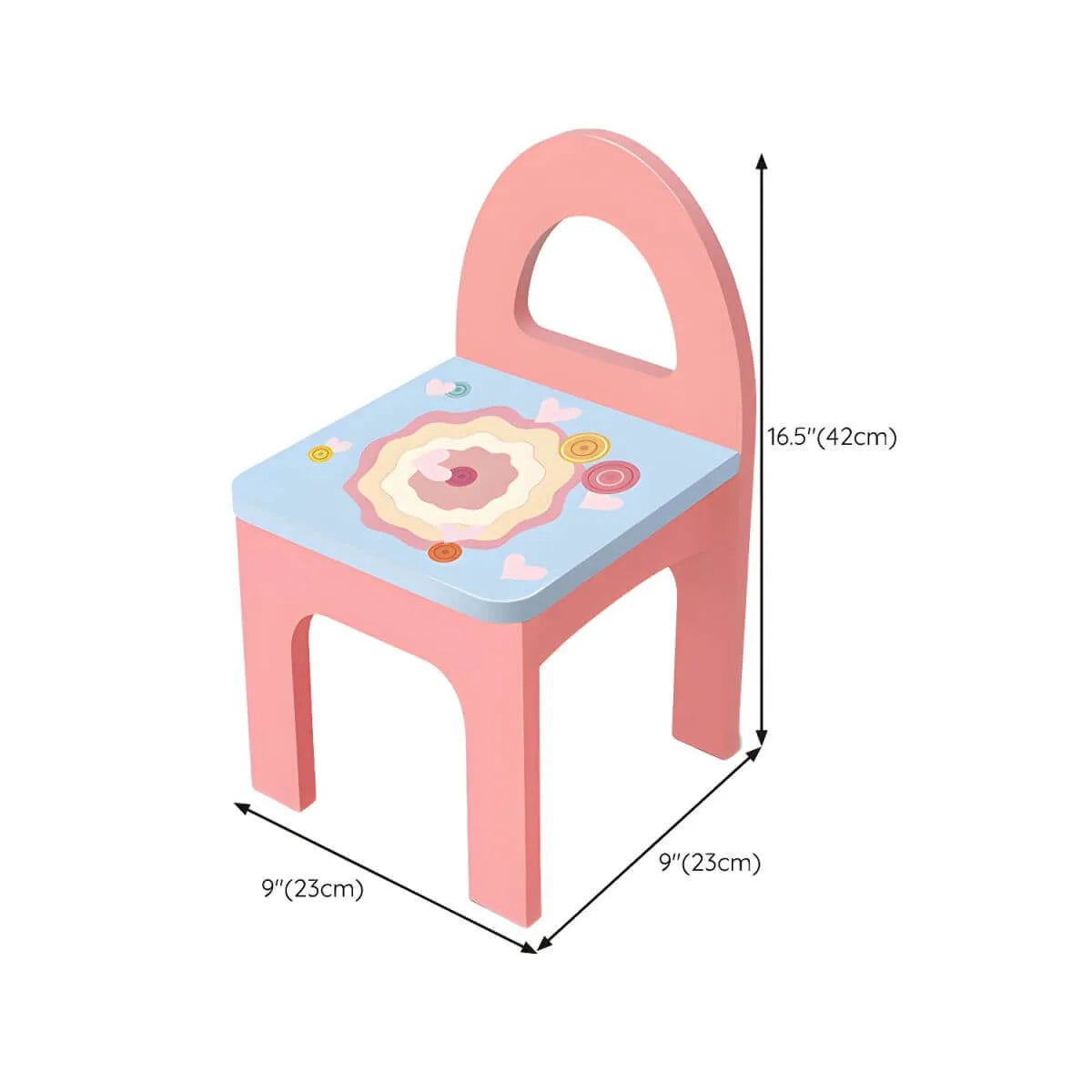 Wooden Kids Vanity Set with Mirror, Drawers & Chair – Pink & White Dimensions