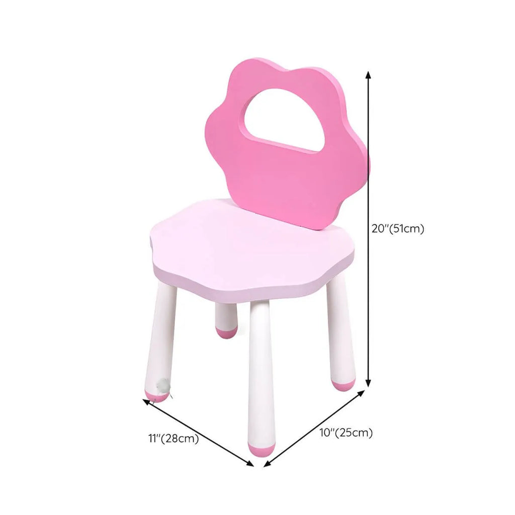 Wooden Kids Vanity Set with Mirror, Drawers & Chair – Pink & White Dimensions
