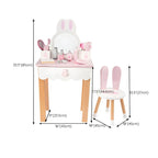Wooden Kids Vanity Set with Mirror, Drawers & Chair – Pink & White Dimensions