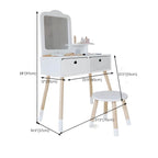 Wooden Kids Vanity Set with Mirror, Drawers & Chair – Pink & White Dimensions