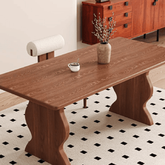 Elegant Wooden Rectangular Dining Table with Artisanal French Legs