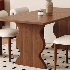 Solid Wood Top Dining Table with Romantic French Curved Legs in Vintage Design