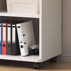 Woodgrain Locking Filing Cabinet With Door, Drawers And Casters