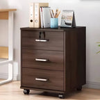 Woodgrain Locking Filing Cabinet With Door, Drawers And Casters