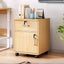 Woodgrain Locking Filing Cabinet With Door, Drawers And Casters