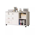 Woodgrain Locking Filing Cabinet With Door, Drawers And Casters