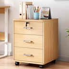Woodgrain Locking Filing Cabinet With Door, Drawers And Casters