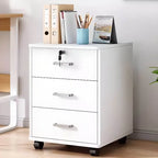 Woodgrain Locking Filing Cabinet With Door, Drawers And Casters