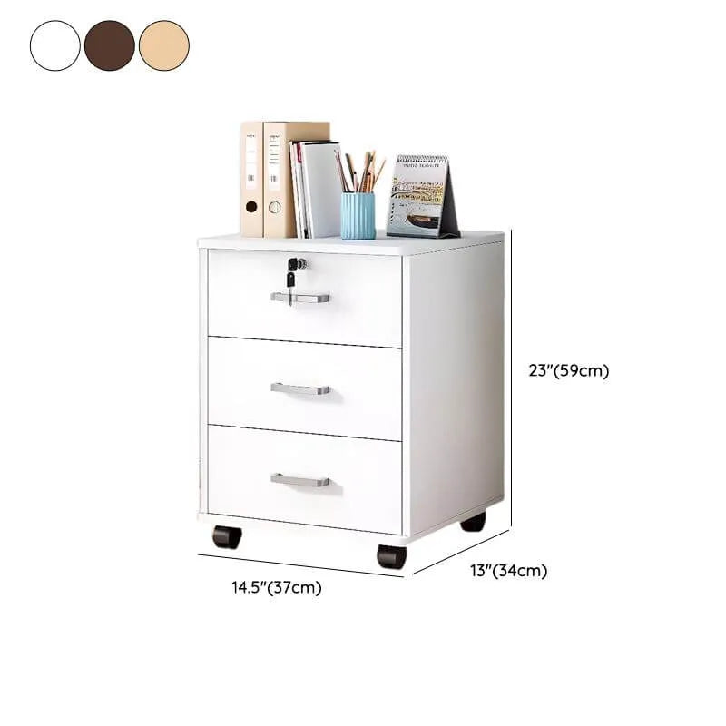 Woodgrain Locking Filing Cabinet With Door, Drawers And Casters Dimensions