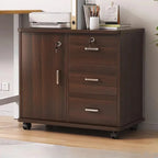 Woodgrain Locking Filing Cabinet With Door, Drawers And Casters Main Product Image