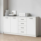 Woodgrain Storage Credenza Filing Cabinet With Drawers And Side Shelves