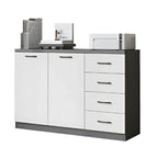 Woodgrain Storage Credenza Filing Cabinet With Drawers And Side Shelves