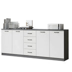 Woodgrain Storage Credenza Filing Cabinet With Drawers And Side Shelves