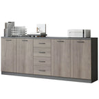 Woodgrain Storage Credenza Filing Cabinet With Drawers And Side Shelves