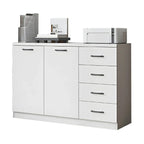 Woodgrain Storage Credenza Filing Cabinet With Drawers And Side Shelves
