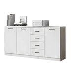 Woodgrain Storage Credenza Filing Cabinet With Drawers And Side Shelves
