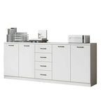 Woodgrain Storage Credenza Filing Cabinet With Drawers And Side Shelves