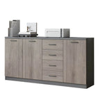Woodgrain Storage Credenza Filing Cabinet With Drawers And Side Shelves