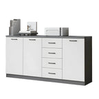 Woodgrain Storage Credenza Filing Cabinet With Drawers And Side Shelves