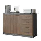 Woodgrain Storage Credenza Filing Cabinet With Drawers And Side Shelves