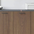 Woodgrain Storage Credenza Filing Cabinet With Drawers And Side Shelves