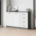 Woodgrain Storage Credenza Filing Cabinet With Drawers And Side Shelves