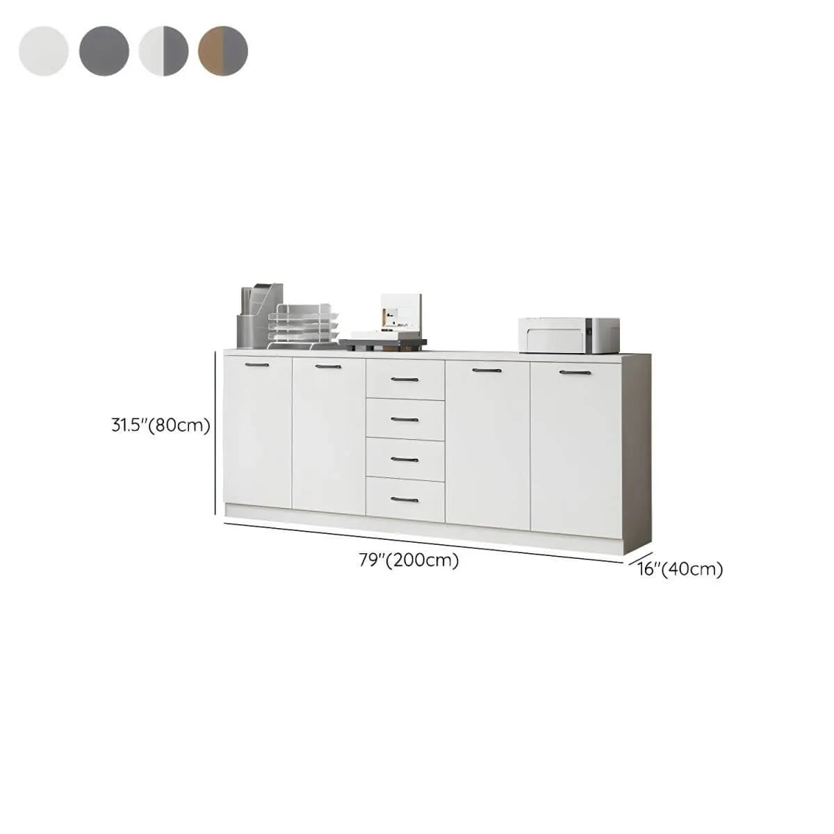 Woodgrain Storage Credenza Filing Cabinet With Drawers And Side Shelves Dimensions