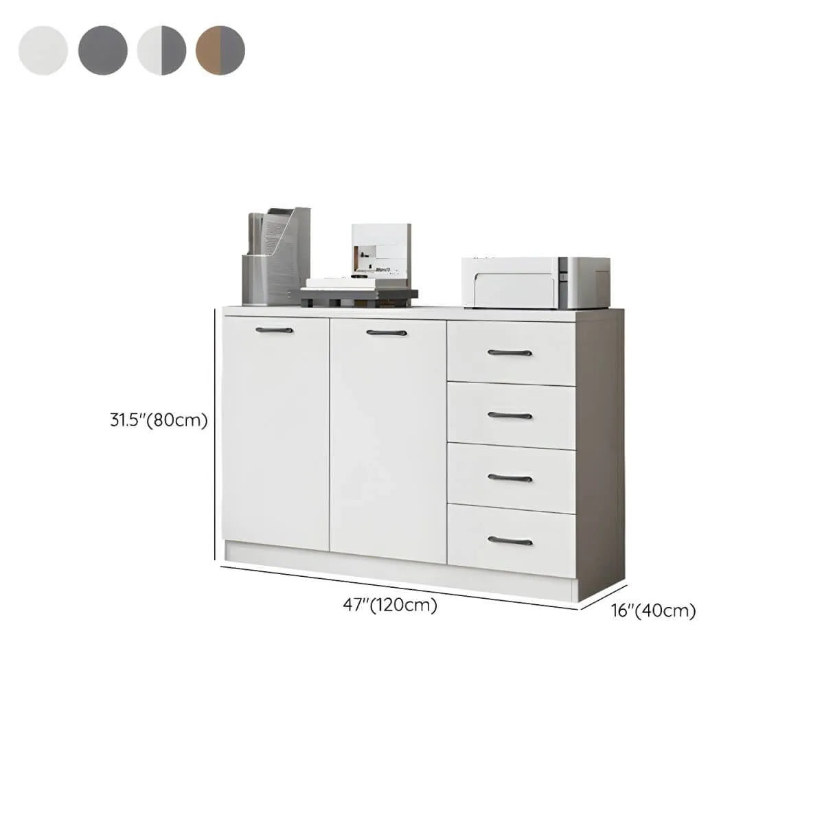 Woodgrain Storage Credenza Filing Cabinet With Drawers And Side Shelves Dimensions