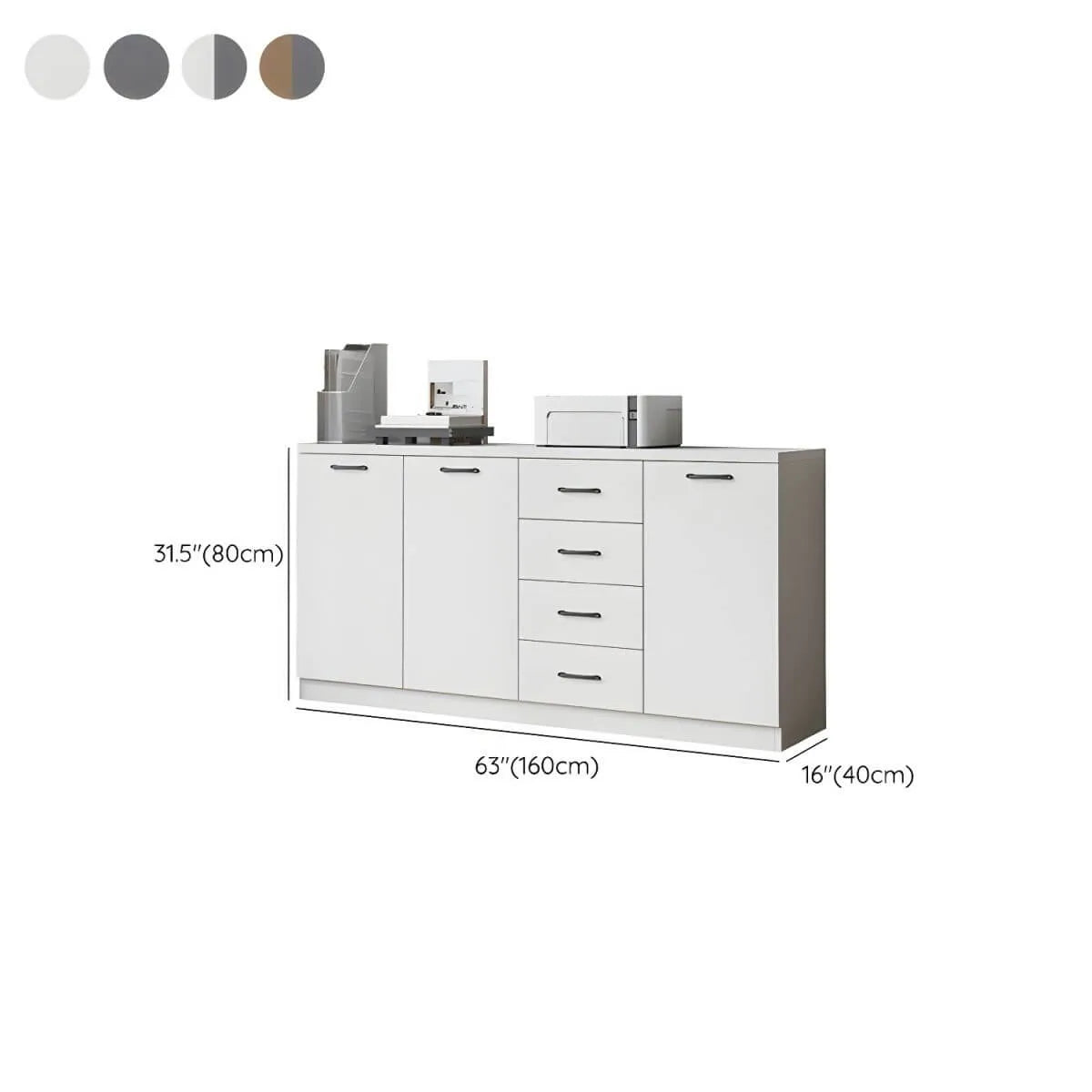Woodgrain Storage Credenza Filing Cabinet With Drawers And Side Shelves Dimensions