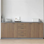 Woodgrain Storage Credenza Filing Cabinet With Drawers And Side Shelves Main Product Image