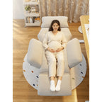 Wraparound Pregnancy Office Chair with Reclining Footrest and Textured Upholstery