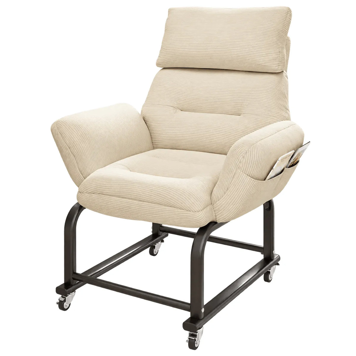 Wraparound Pregnancy Office Chair with Reclining Footrest and Textured Upholstery