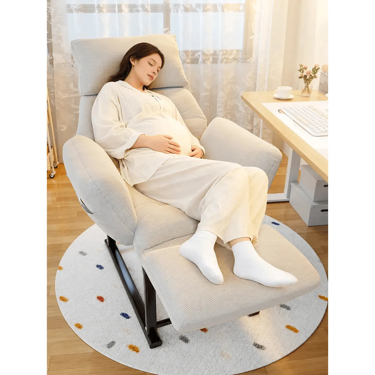 Wraparound Pregnancy Office Chair with Reclining Footrest and Textured Upholstery Main Product Image