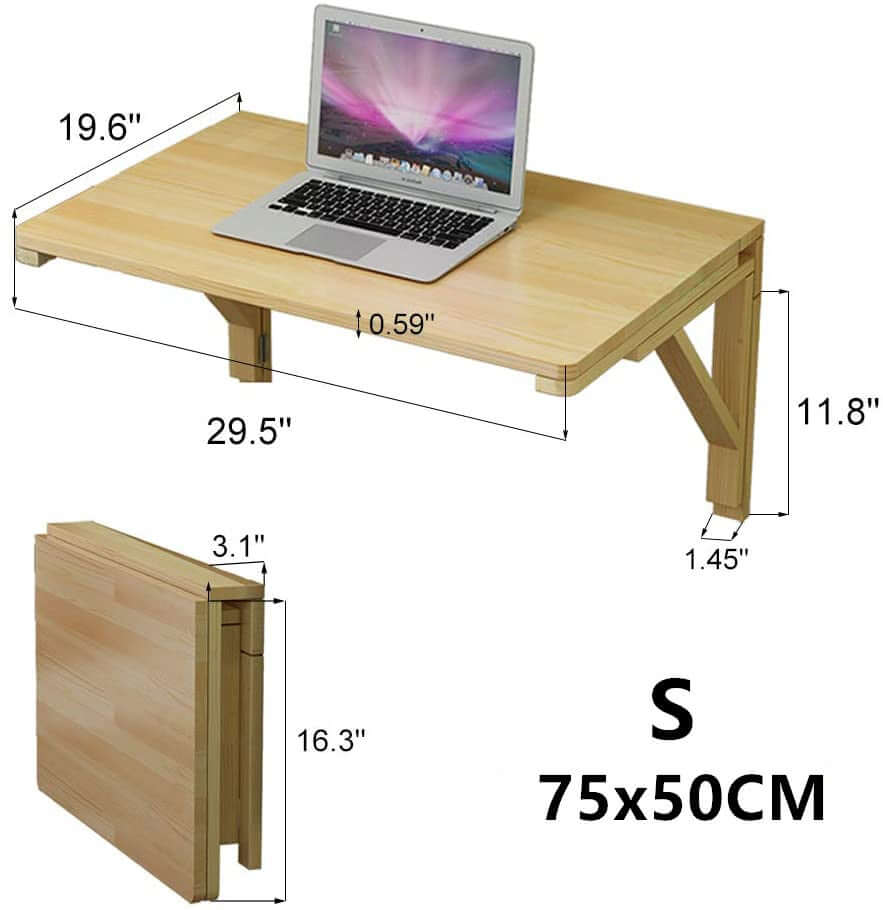 XS Foldable Pine Wood Wall-Mounted Desk - Space Saver