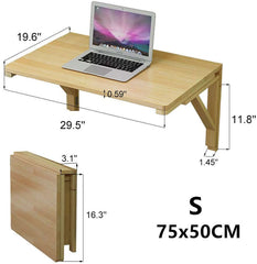 XS Foldable Pine Wood Wall-Mounted Desk - Space Saver