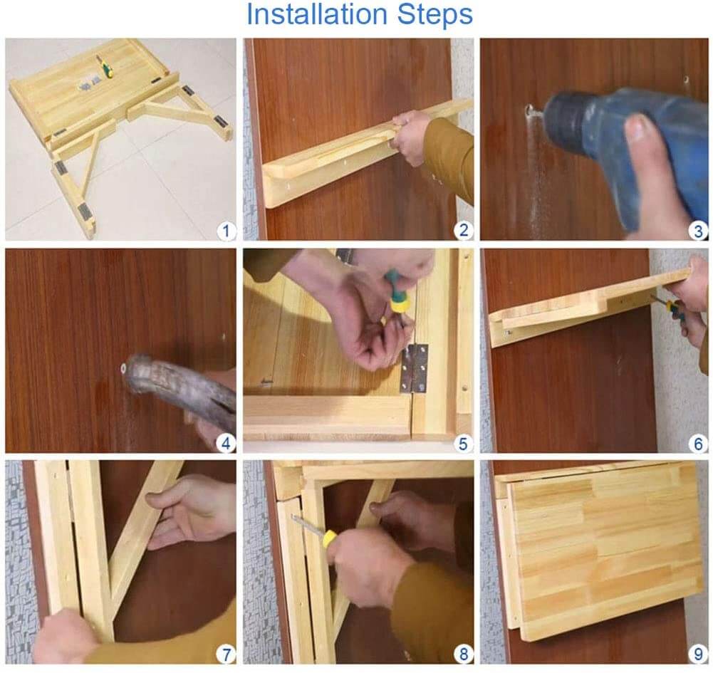 XS Foldable Pine Wood Wall-Mounted Desk - Space Saver
