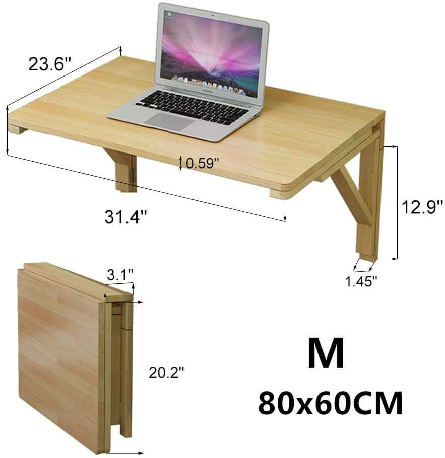 XS Foldable Pine Wood Wall-Mounted Desk - Space Saver