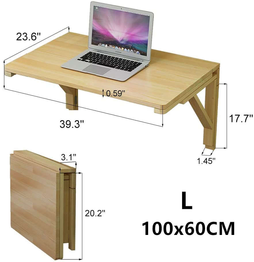 XS Foldable Pine Wood Wall-Mounted Desk - Space Saver