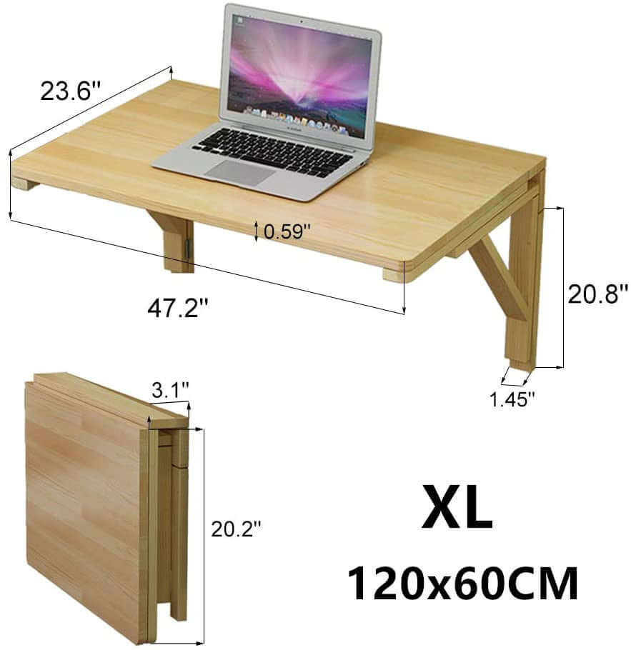 XS Foldable Pine Wood Wall-Mounted Desk - Space Saver