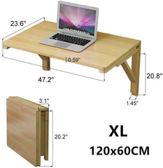 XS Foldable Pine Wood Wall-Mounted Desk - Space Saver