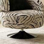 Zebra Jacquard Swivel Lounge Armchair with Sculpted Curved Back