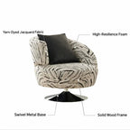 Zebra Jacquard Swivel Lounge Armchair with Sculpted Curved Back