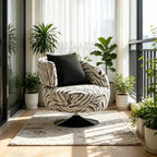 Zebra Jacquard Swivel Lounge Armchair with Sculpted Curved Back Main Product Image