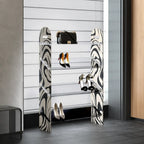 Zebra Print Acrylic Shoe Display Shelf, Slim 4 Tier Entryway Storage