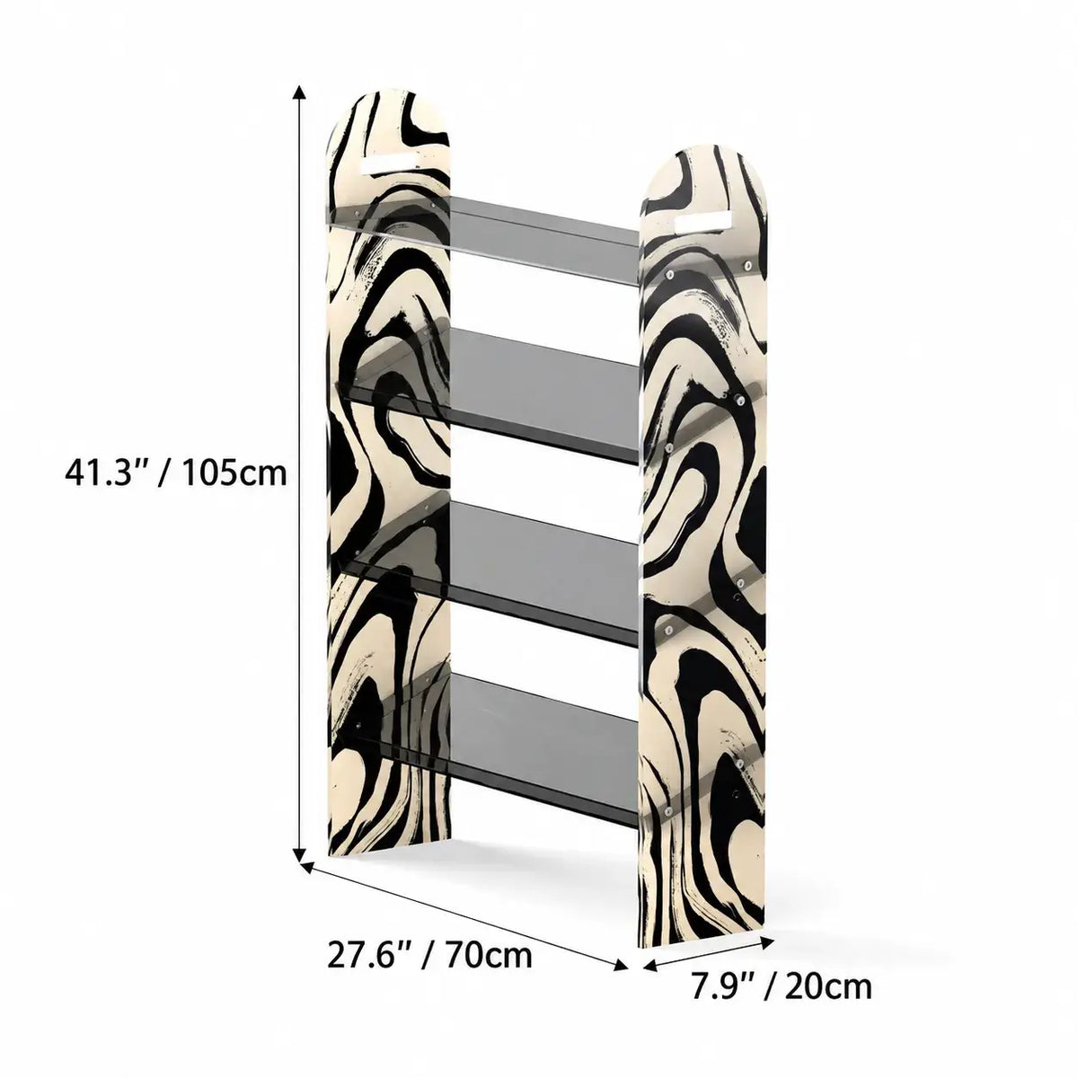 Zebra Print Acrylic Shoe Display Shelf, Slim 4 Tier Entryway Storage Dimensions